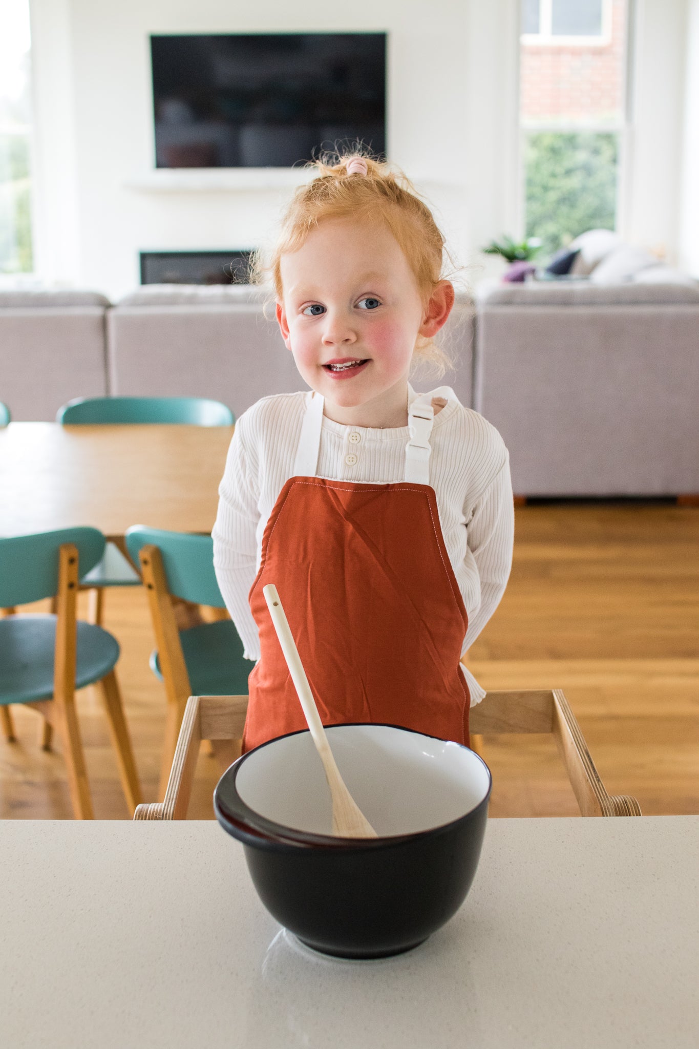 Rust Red Kids Apron 100% cotton absorbent backing